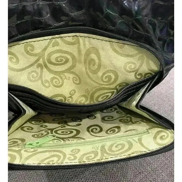 Brighton Cher Collection Black Croc Patent Leather Shoulder Tote - Picture 2 of 9